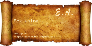 Eck Anina névjegykártya